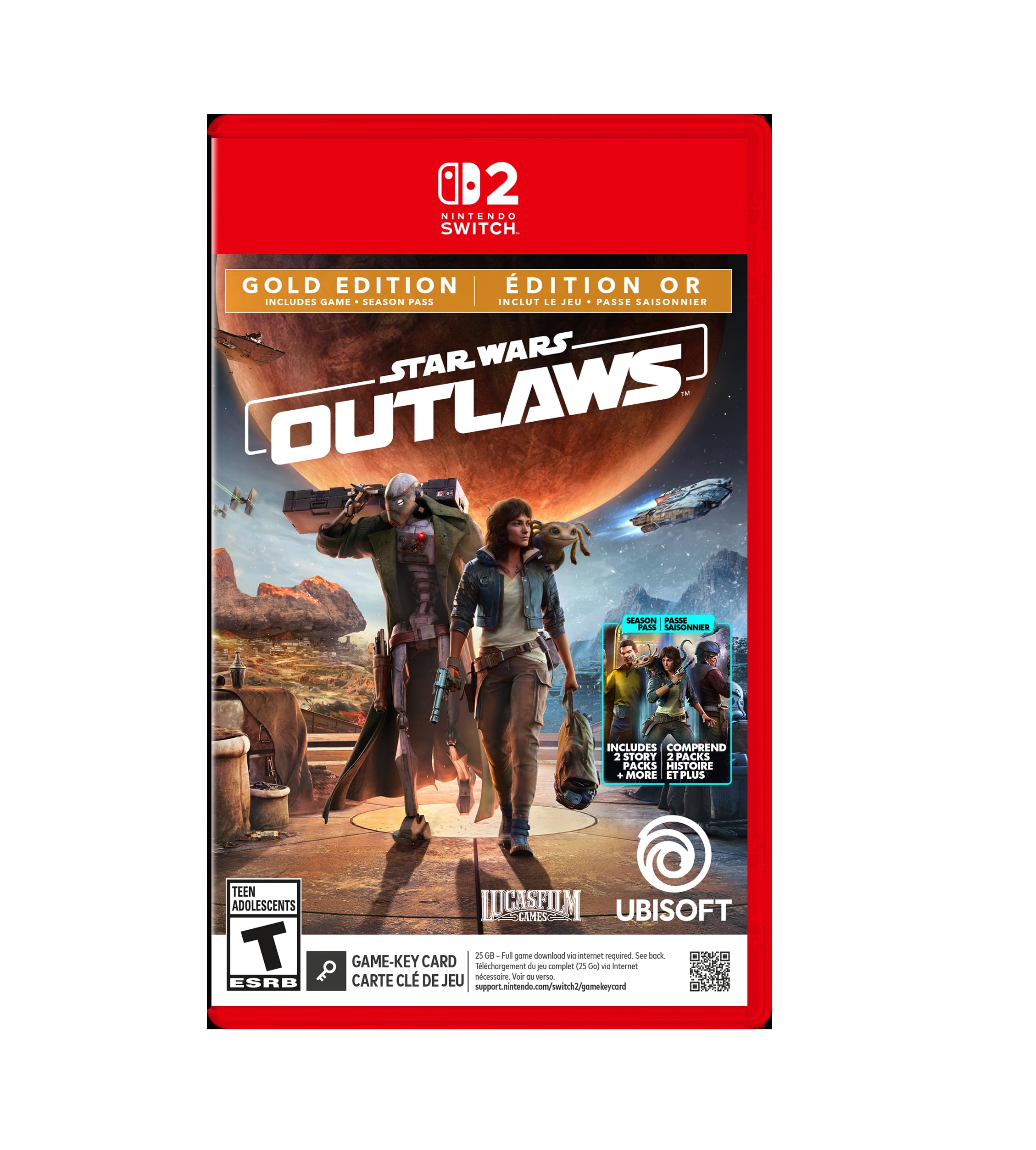 

Star Wars Outlaws Gold Edition North Switch 2 (Import America) – (Game-Key Card) красный