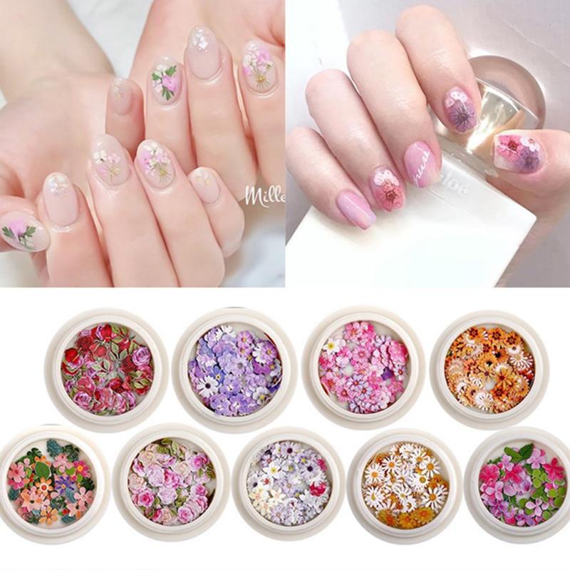 50 Pcs/Box Nail Art Charms Color Mixed Small Daisy Flower Rose Ultra Thin Wood Pulp Patch Diy Nail Art Jewelry Nail Accessories