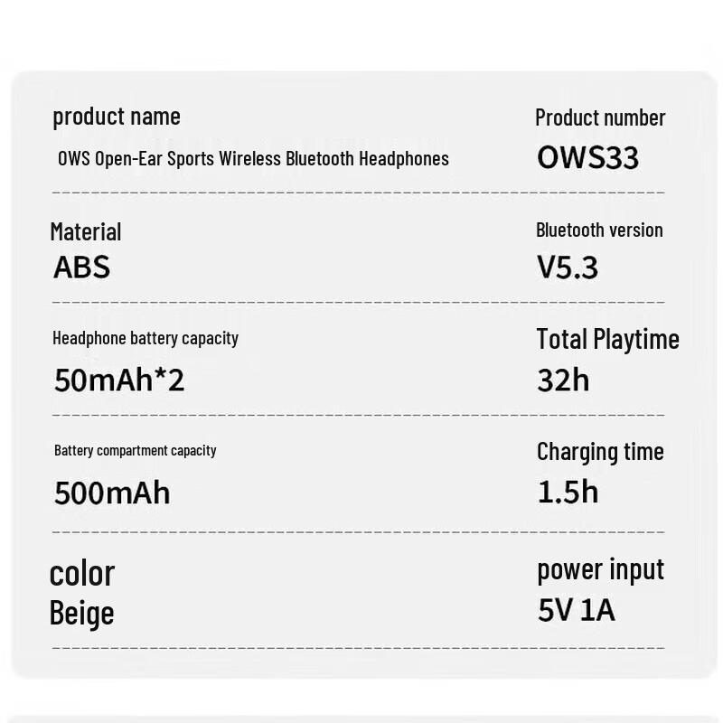 WOPOW OWS Bluetooth 5.3 Open-Ear Wireless Headset
