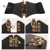 Faux Leather Dress Corset Belt Wide-Brimmed Design Elastic Waistband Retro Style Women Adjustable Corset Waist Cincher