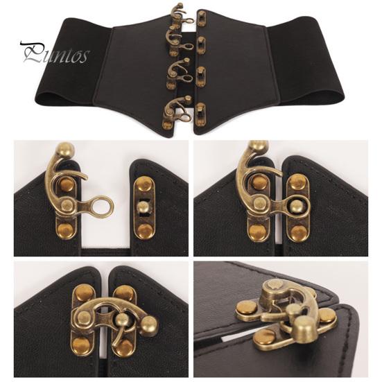 Faux Leather Dress Corset Belt Wide-Brimmed Design Elastic Waistband Retro Style Women Adjustable Corset Waist Cincher