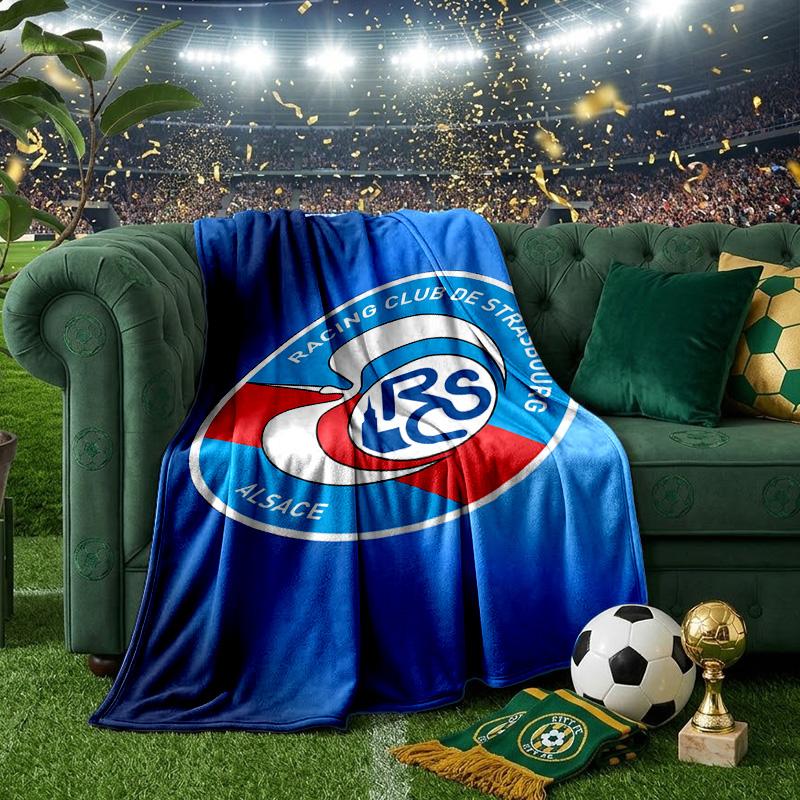 Football Strasbourg Crest Blanket Lightweight Ideal Bedding Blanket Perfect for Travel, Camping, Living Rooms, Offices, Sofas, Fan Christmas gift