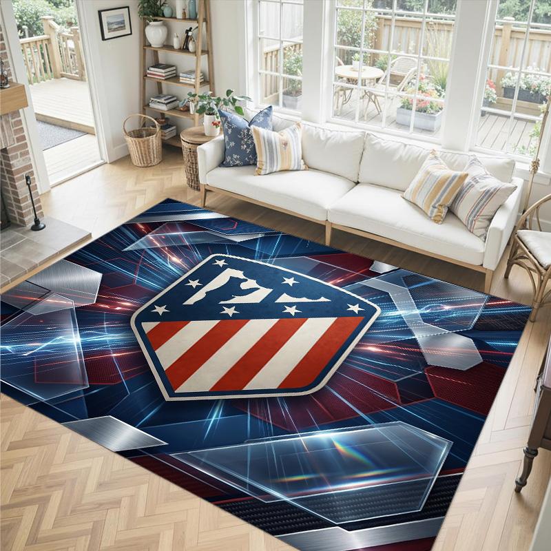 Atletico Madrid Design Crystal Velvet Carpet Cozy Non?Slip Printed Rug For Bedroom Living Room Entrance