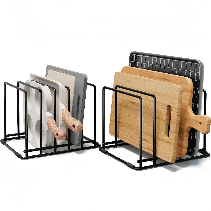 5-Slot Baking Tray Rack | Iron, Varnished End, Non-Slip Feet, Suitable for Kitchen Cabinets or Countertops, Multipurpose Use