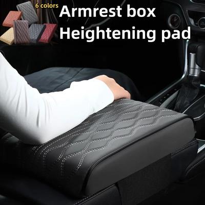 Wave Embroider PU Leather Car Armrest Mat Center Console Arm Rest Protection Cushion Auto Armrests Storage Box Cover Pad