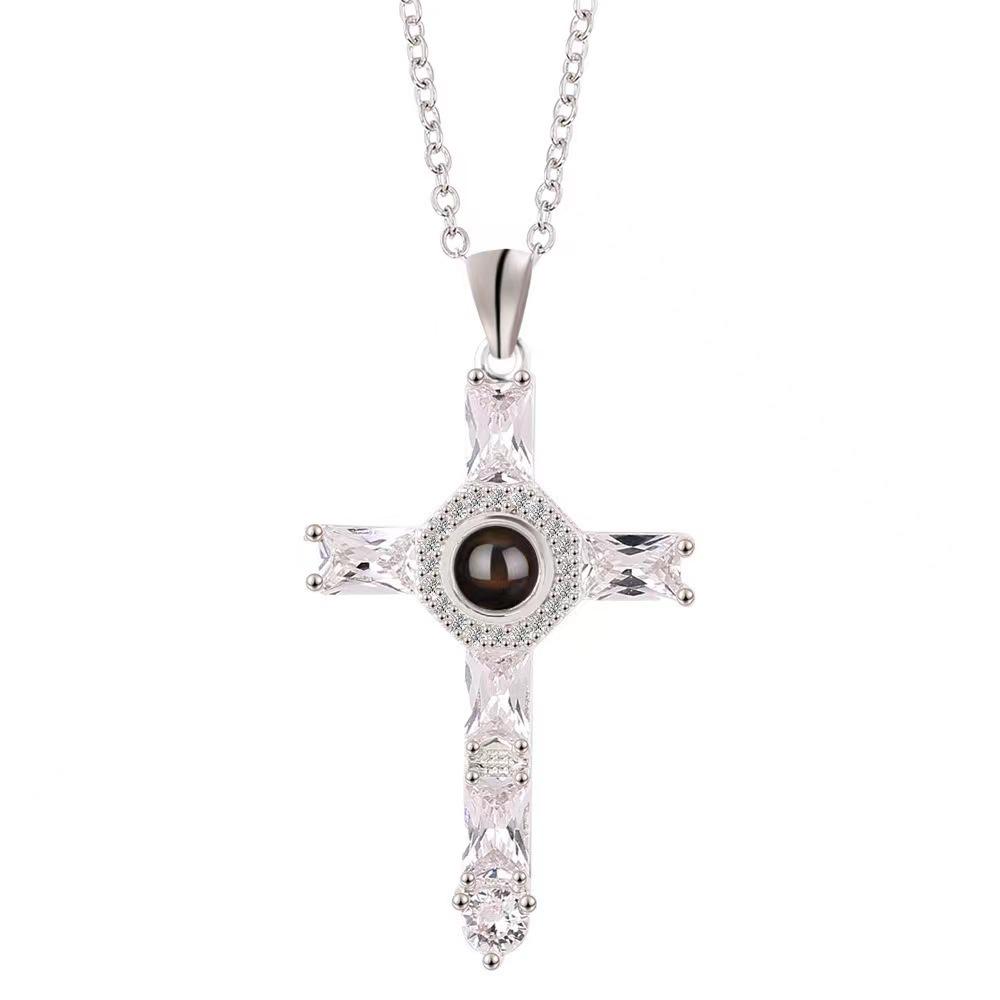 Multilingual Projection Necklace: Customizable Titanium Steel, Non-Fading, with Color Photo Engravings