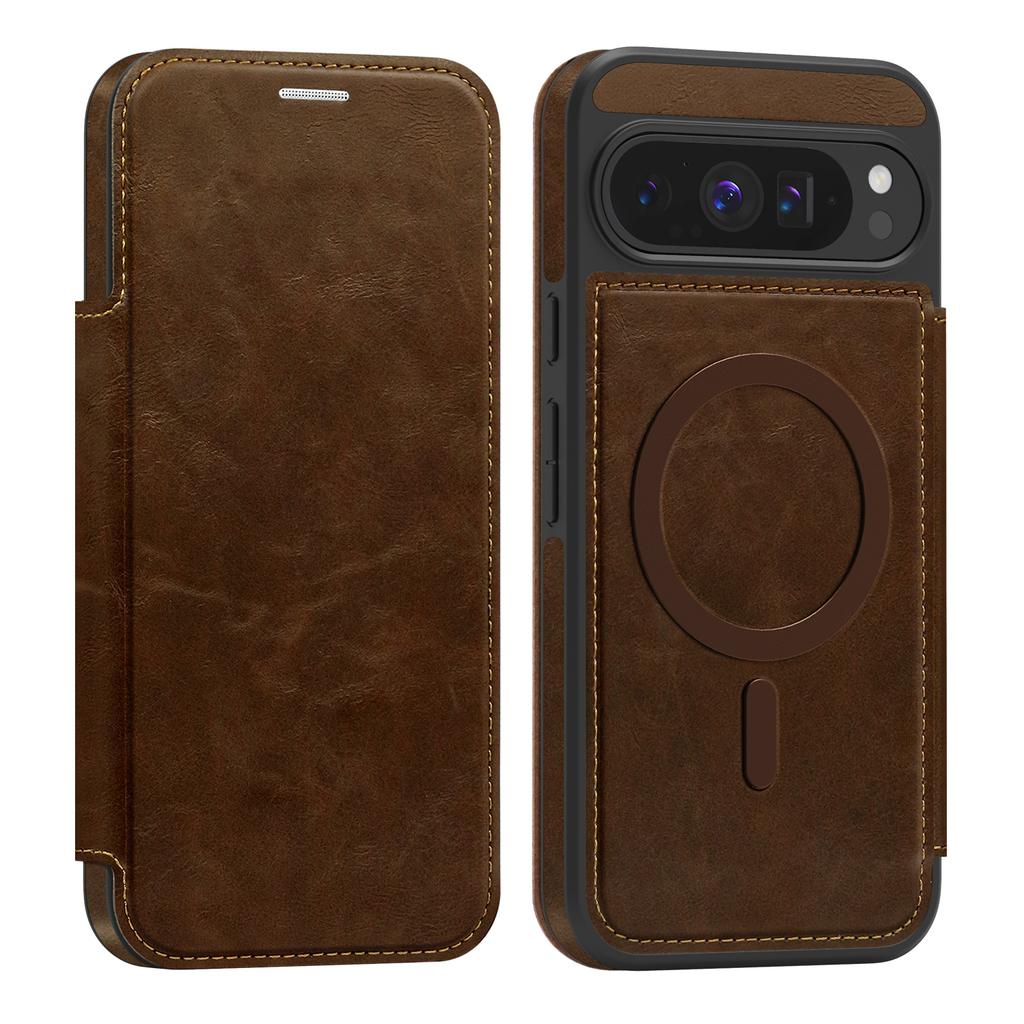 For Google Pixel 9 Pro XL Magnetic Case RFID Blocking Card Holder Leather Phone Cover