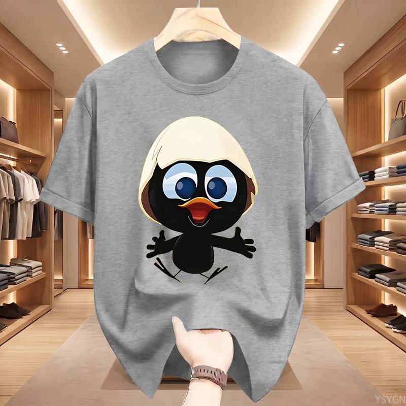 Sunlight T Shirt Big Size Men Calimero Cartoon Pattern Men T Shirt Painted Funny Tshirt Men T Shirt