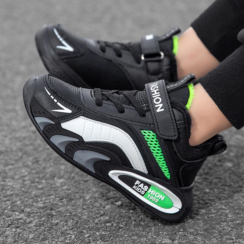 Boys' Winter 2025 Thickened Basketball Shoes - Warm Cotton with Trendy Velvet for Middle and Big Kids