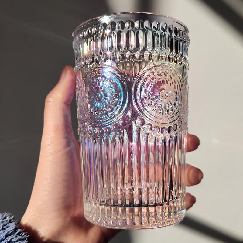Shangqi Iridescent Sunflower Gold Rim Glass Tumblers
