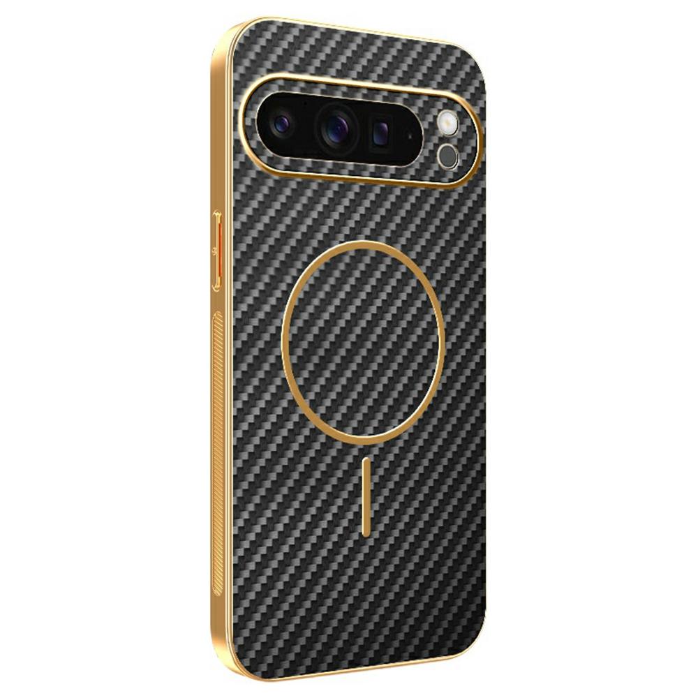 For Google Pixel 9 Pro XL Phone Case Carbon Fiber Textured Electroplated TPU Back Cover