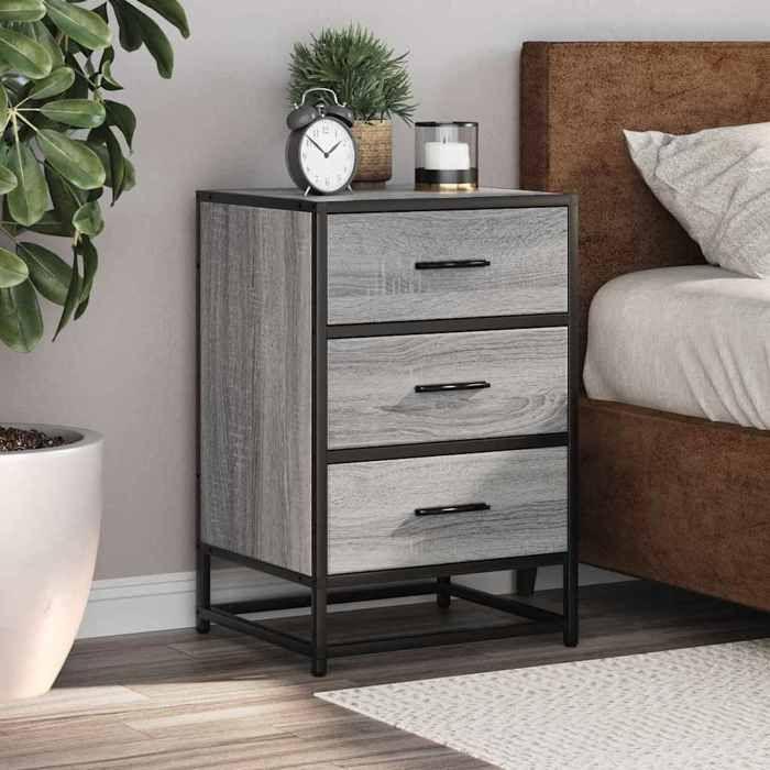 VidaXL Bedside Table Sonoma Grey 40x34.5x60 Cm Engineered Wood Metal, Side Table, Nightstand, Side Table 848722