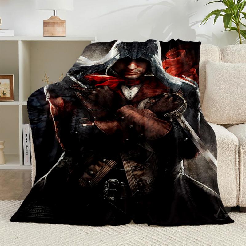 1PC Assass Warrior Flannel Blanket Gift, Suitable for Both Men And Women, Soft Ideal for Beds And Sofa, Birthday Or Christmas Gift