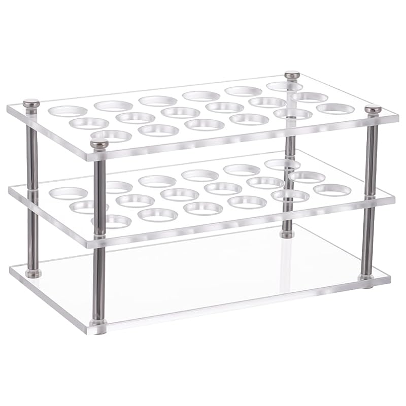 UNICRAFTALE 1 Set 18-Holes Acrylic Test Tube Holder Rack Lab Supplies Rectangle Clear Test Tube Rack Round Holes Test Tube Holder Hole 17mm for Test 8.7x15.5x8.6cm