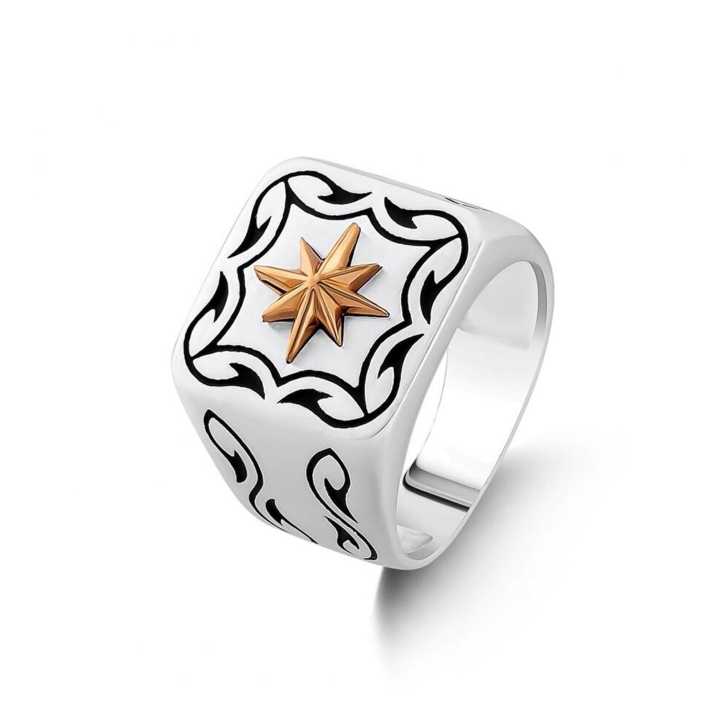 

Серебряное мужское кольцо с компасом North Star без камней