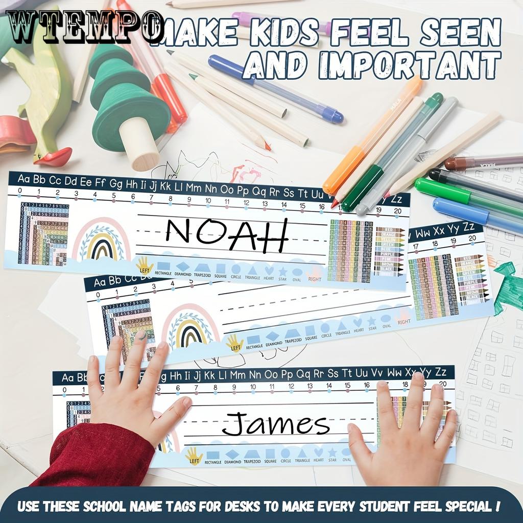 25 Pcs Students Name Plates Manuscript Self Adhesive Name Tag for School Students Desks Teaching Supplies Back To School Decoration, 3 X 13 Inch