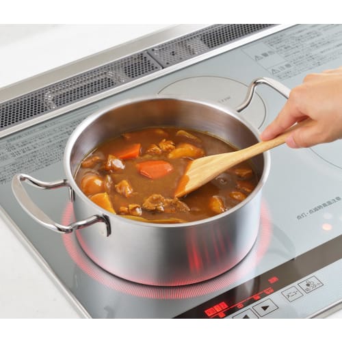 Yoshikawa COOK CHEF (Tsubame-Sanjo) 20cm 2.9L Double-Handled Pot with Lid, Induction and Direct Heat Compatible, Made In Japan, YJ3696