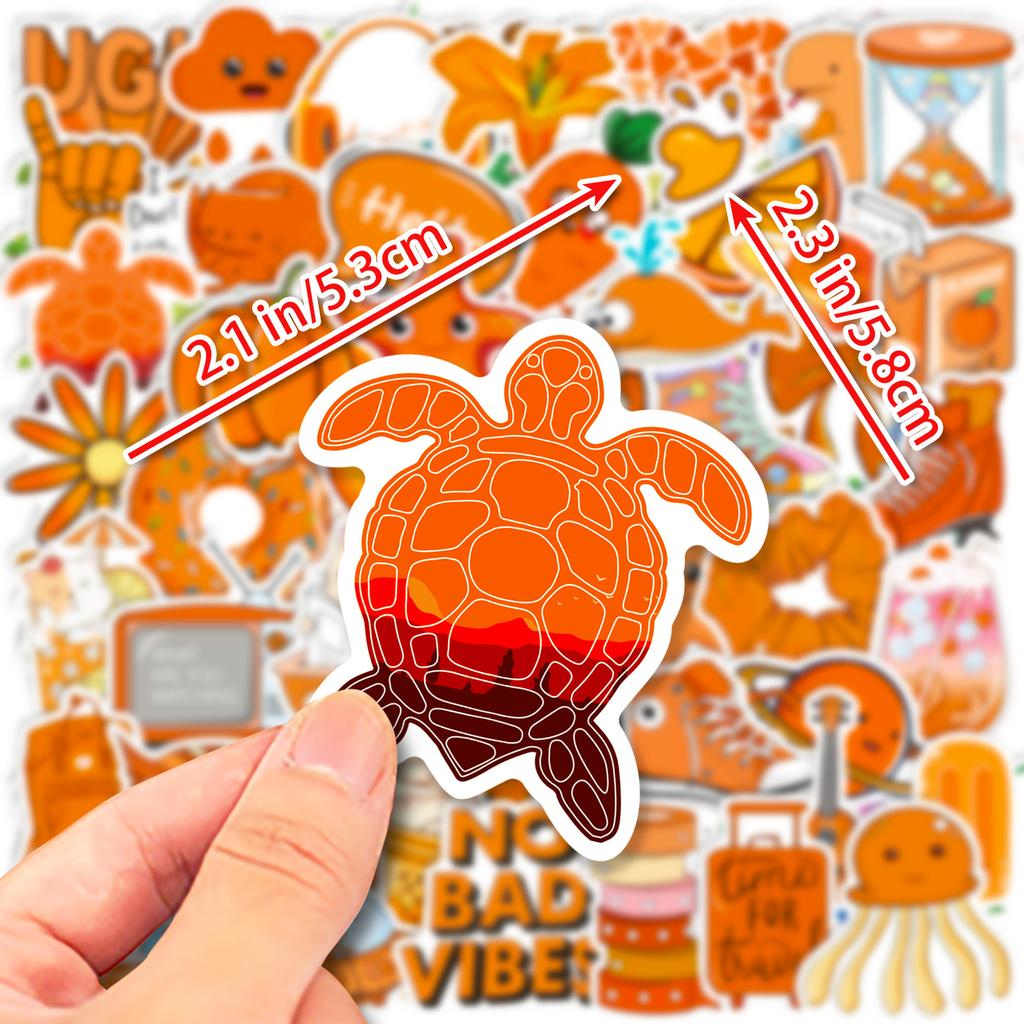 50 pcs sheets of orange small fresh ins graffiti sticker suitcase laptop mobile phone sticker VSCO orange turtle