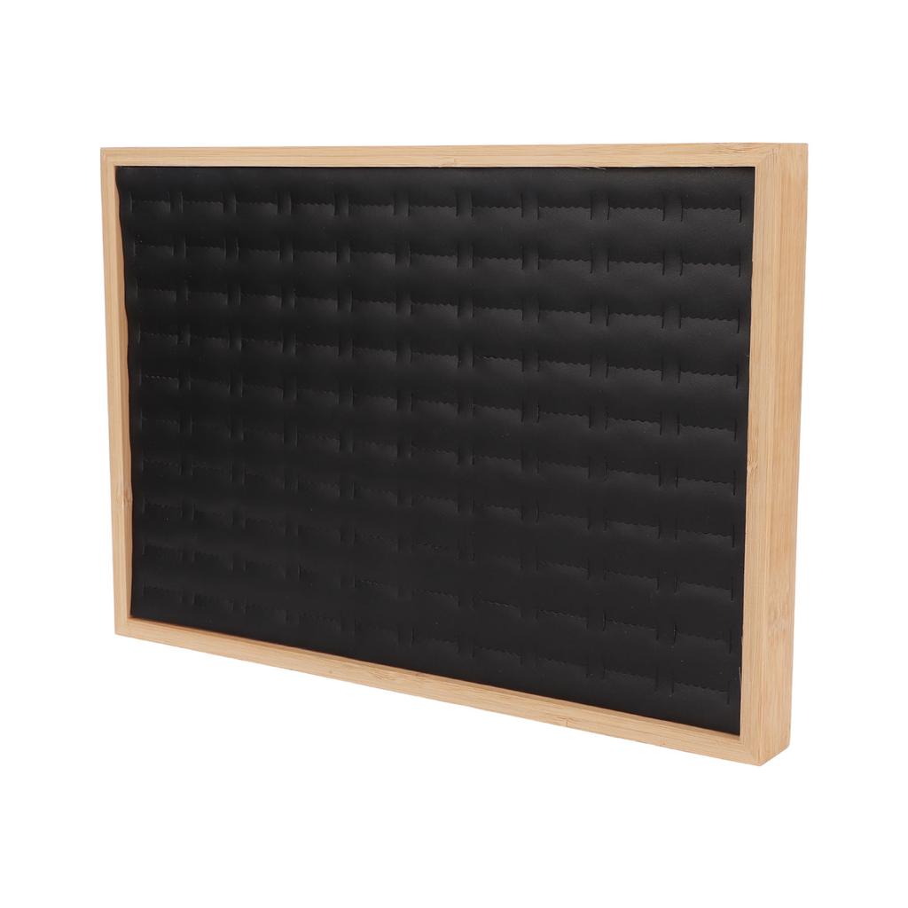 Caja de Exhibición de Almacenamiento de Anillos con 100 Ranuras Piel PU Revestimiento Suave Ligero Multiusos Negro Estuche Organizador de Joyas