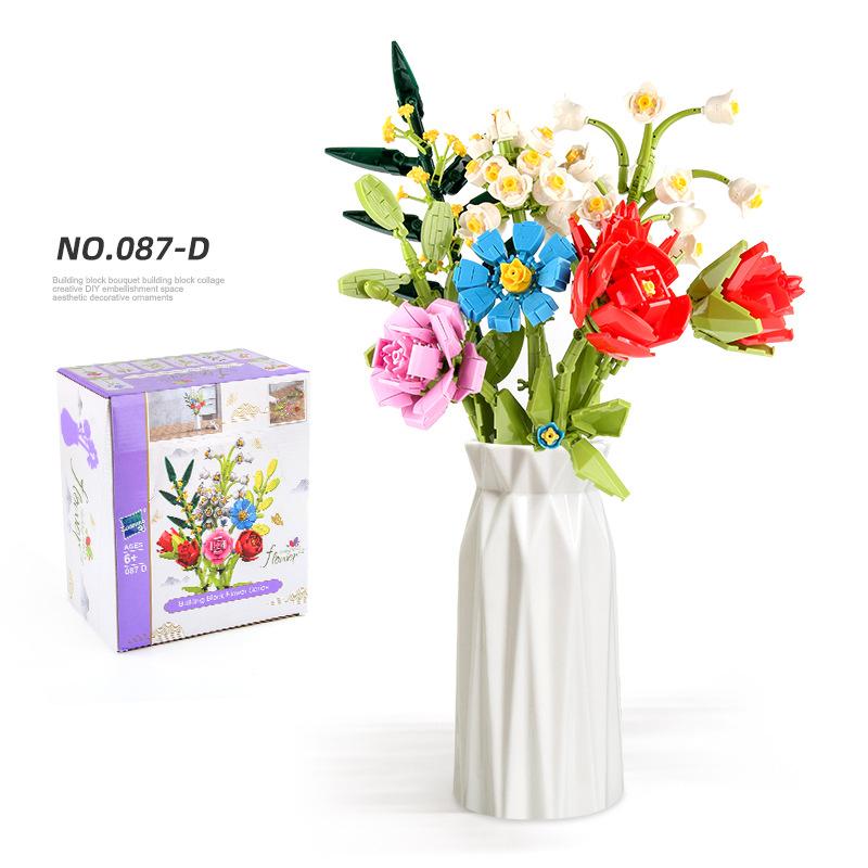 Children'S Building Block Toys Building Block Potted Plants Building Block Flowers Diy Assembly Small Particles Building Block Flower Set