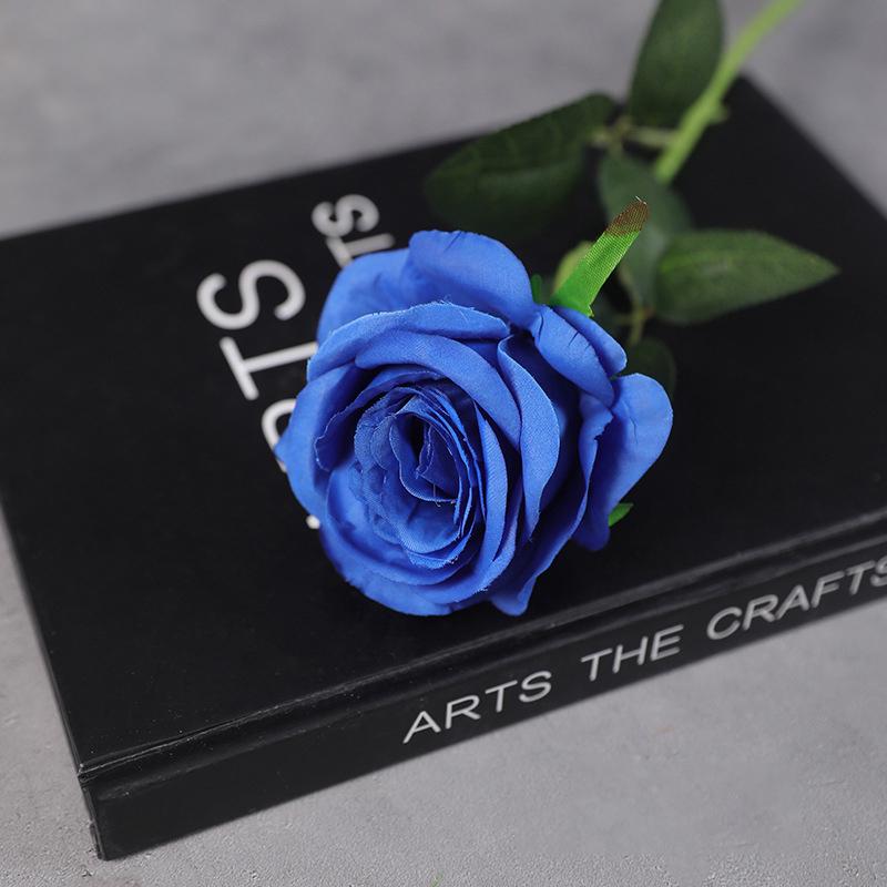 3PCS Realistic Touch Colorful Artificial Roses Flowers Rainbow Lifelike Silk Roses Flowers Non-Fading Plastic Fake Flowers