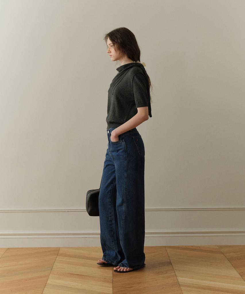 Poyueoaijeuonli Bay Layered Half Knit Set (Charcoal)