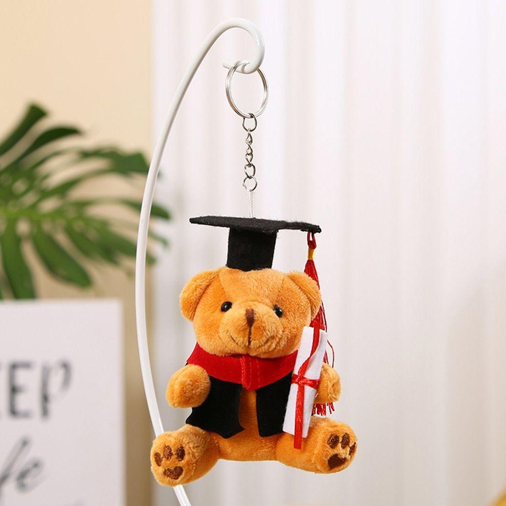 12cm Glasses Bear Doctor Bear Plush Toy Cartoon Bag Hanging Pendants Graduation Gift  Graduation