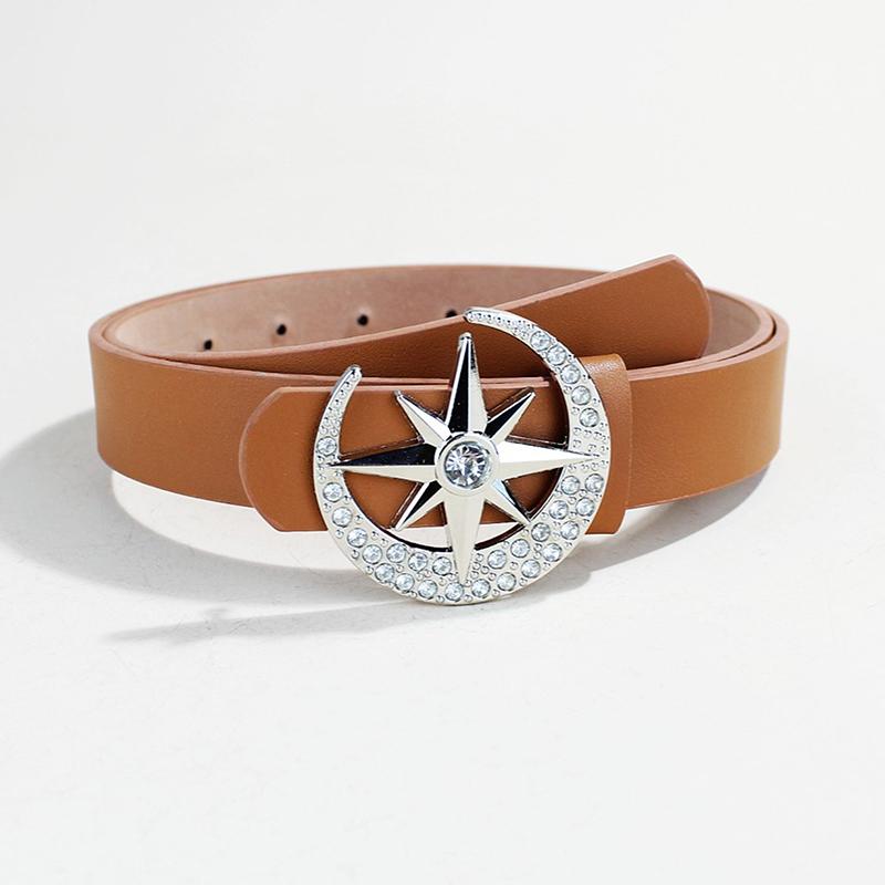 Women'S Star Buckle Belt Y2K  Moon Luxury Bling Sequin Punk Metal Buckle Belt  Waistband Jeans Pants Party Belt