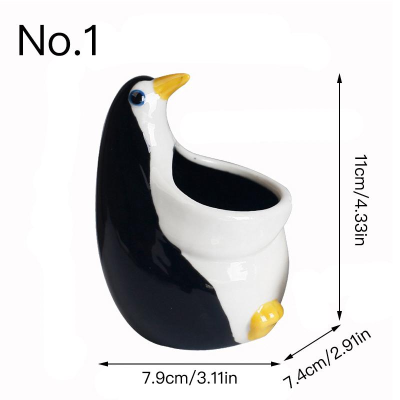 Cute Penguin Flower Pot Succulent Plant Pot Ceramic Planter Desk Ornament Home Garden Decoration