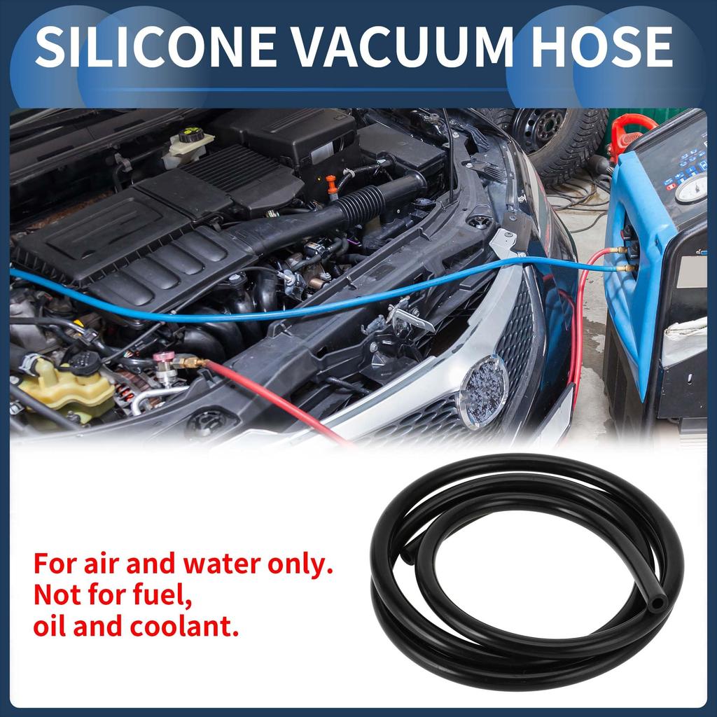 INFINAUTO Engine Silicone Vacuum Tube Hose 5FT 5/16" 8mm ID 2.5mm Thick Vehicle Vacuum Line Silicone Black High Temperature