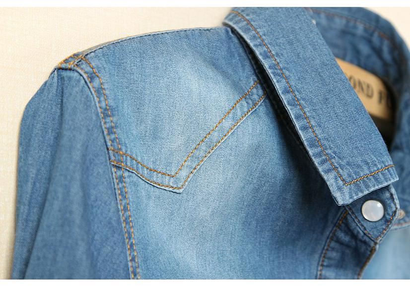Women's Short Sleeve Lace-Up Denim Shawl Shirt-Jacket