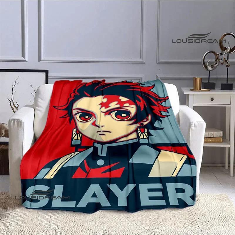 Demon Slayer Cartoon Deka s potiskem Dětské Teplé deky Flanel Měkká a pohodlná podšívka do postele Dárek k narozeninám
