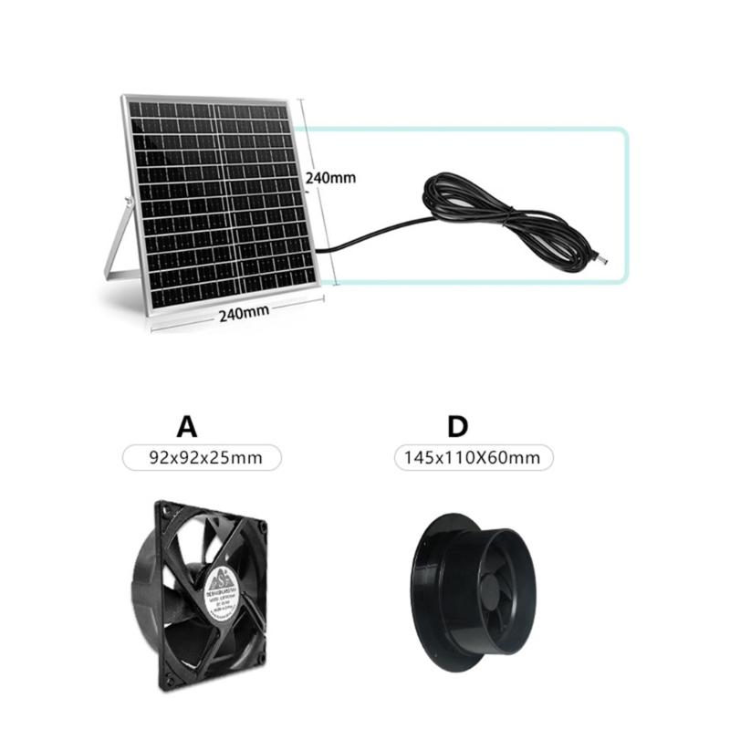 Hoher Luftdurchsatz 12V Inline-Rohrventilator für Hauslüftung Solarbetrieben 5,5x2,1mm Buchsenanschlüsse Stabiler ABS-Kunststoff
