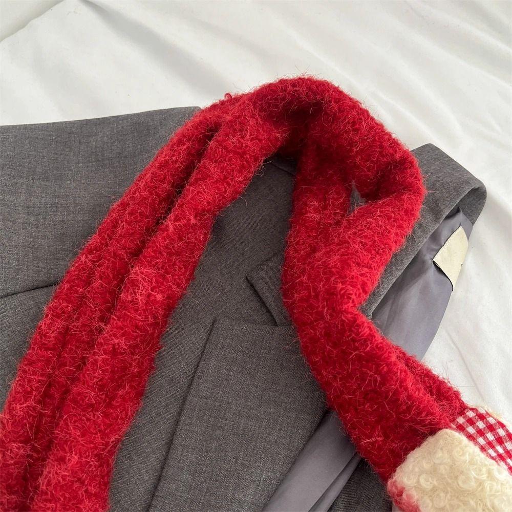 Fashionable Women's Shopping Bag Plaid Printed Plush Patchwork Bag Plush Shoulder Bag Girls