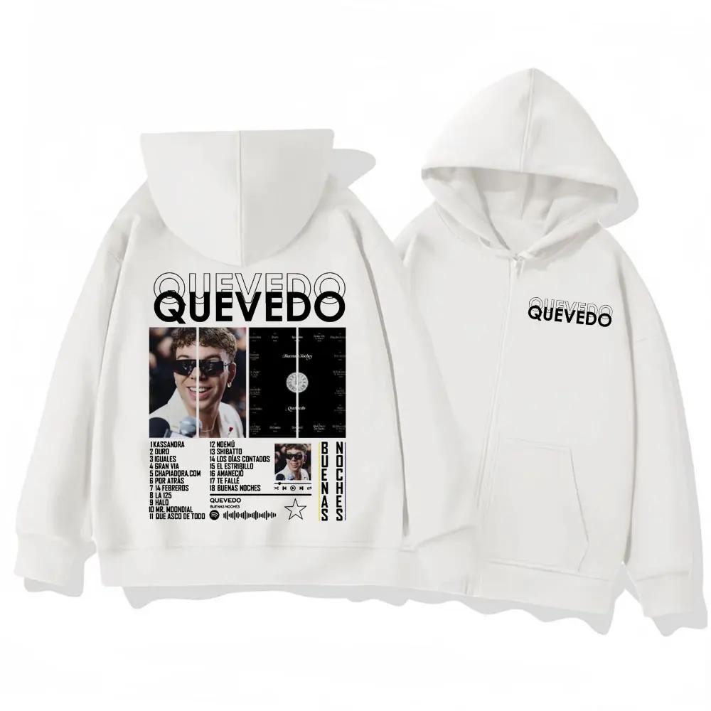 Rapper QUEVEDO Buenas Noches Merch Hoodies Men Women Clothing Fashion Hip Hop Pullovers High Quality Fleece Hooded Sweatshirts