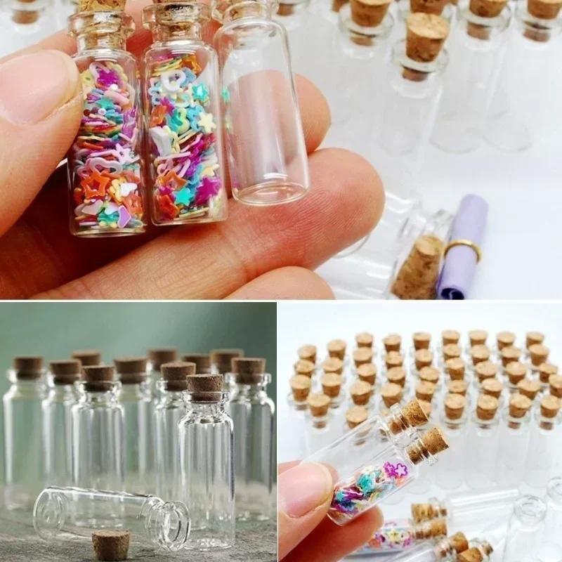 5Pcs Creative Design Mini Clear Crystal Jars Lovely Cork Stoppers Glass Bottles Suitable Candles Essential Oils Decor DIY Craft