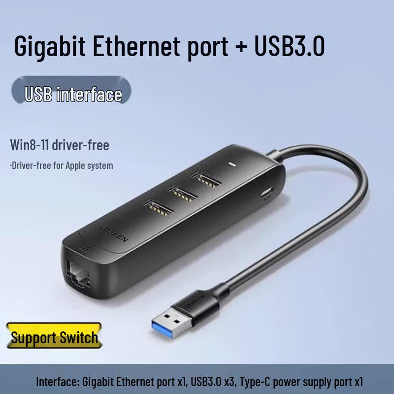 UGREEN USB-C to Gigabit Ethernet & 3-Port USB 3.0 Hub