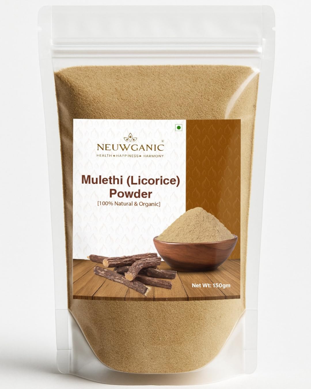 Органический порошок солодки Neuwganic (150 г) | Аюрведическая трава от пигментации лица, маска для лица и волос | Чистый порошок корня солодки для осветления кожи