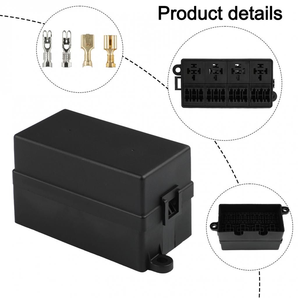 Relé de 12 Vias Para Carro 12V40A Preto Com Terminal de Fusível