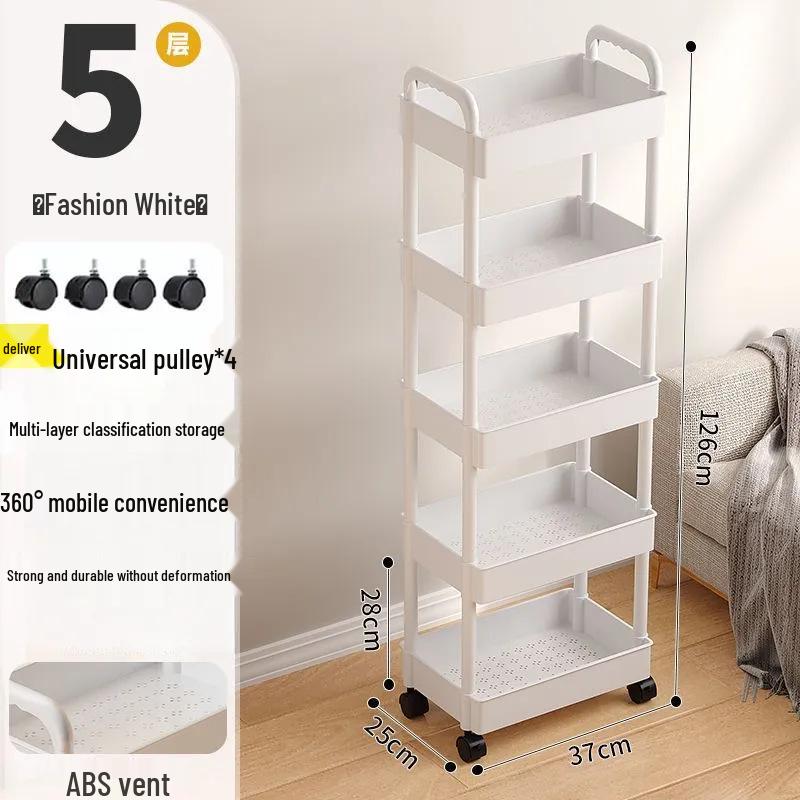Compact Multi-Layer Movable Storage Rack for Snacks and Bathroom Essentials