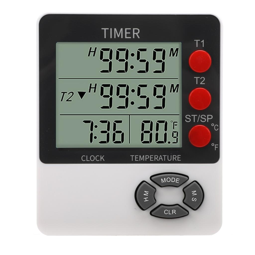 Timer Large LED Display Temperature Measurement Digital Countdown Countup Timer Clock for Cooking Exercise Baking