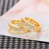 Cute Female White Zircon Stone Round Hoop Earrings Vintage Fashion Gold Color Wedding  For Women