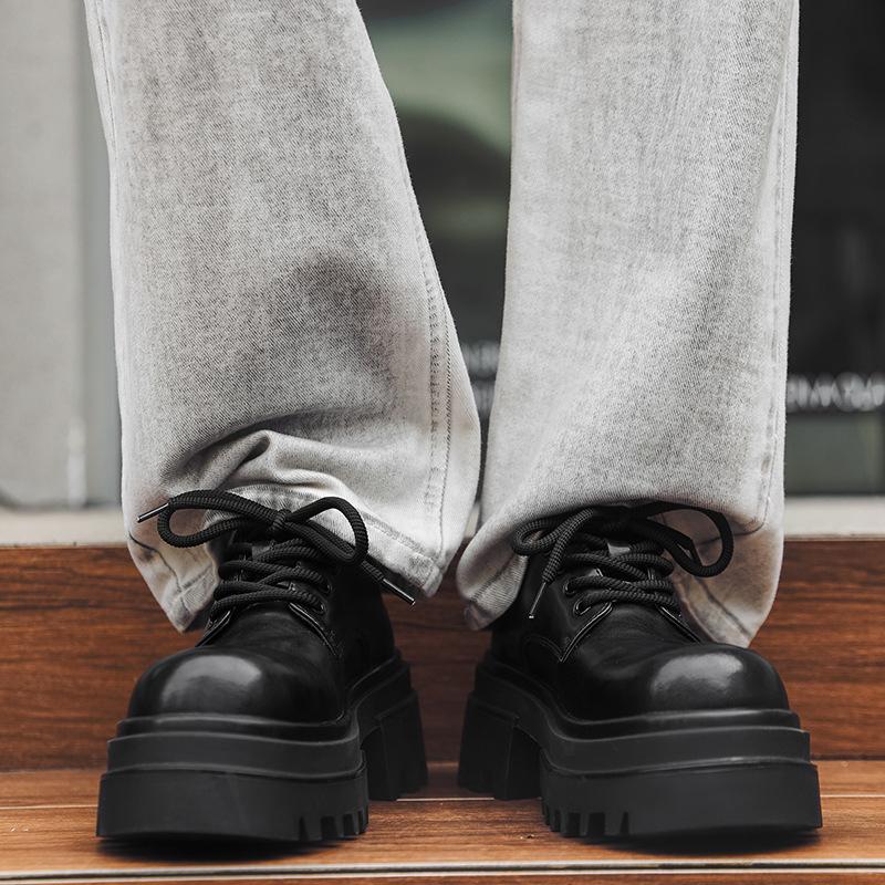 Kožené boty pánské britský styl společenské šaty velká hlava pánské boty silná podrážka výška svatba ženich ležérní boty 16890-J