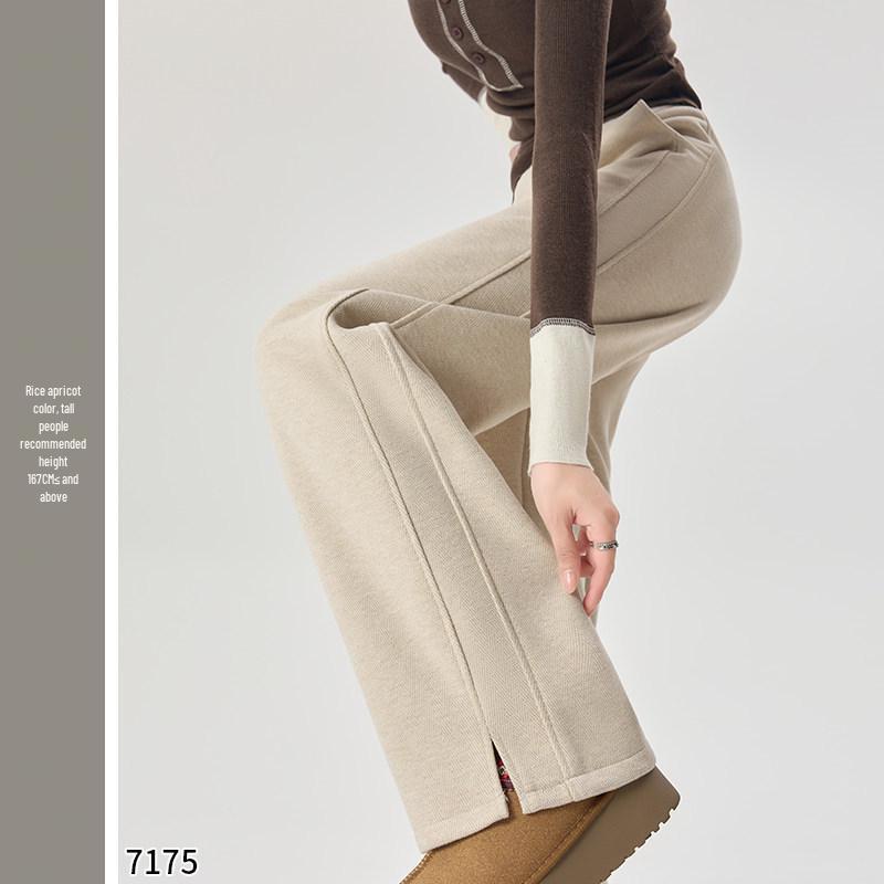 Women s 2026 Wool-Blend Fleece-Lined Wide-Leg Herringbone Pants 2XL