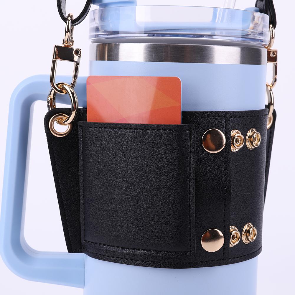 PU Leather Water Bottle Holder Water Bottle Holder with Adjustable Strap Water Bottle Sling Bag for Stanley 30oz & 40oz Tumbler