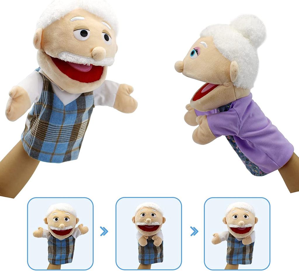 1 pezzo Marionette da Mano Peluche Famiglia 28-33cm Pelle Morbida Amica del Giocattolo Design a Bocca Apribile Multicolore Interattivo Gioco Genitore-Figlio