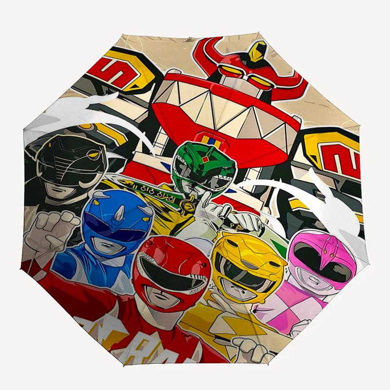 1pc Power Rangers Automatic Opening Folding Umbrella with 8-Bone Iron Frame, Portable Outdoor for Fans, Travelers, Everyday Use, and Gift Giving.T083