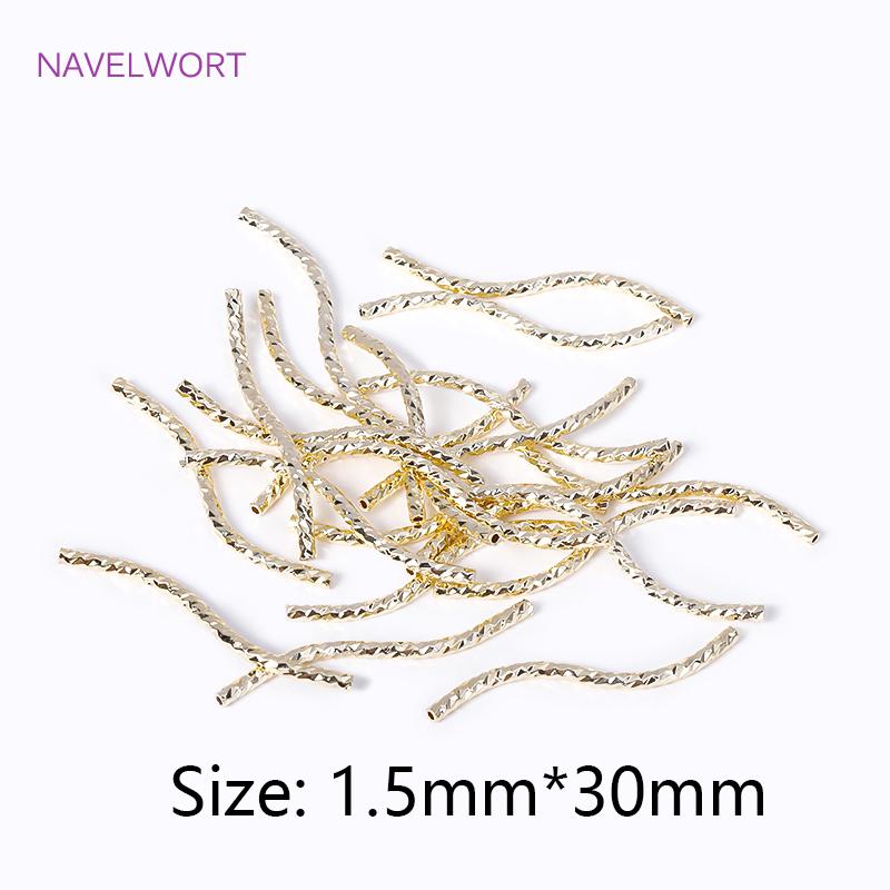 18K Gold Plated Brass S Shape Curved Tube Metal Twisted Tube Beads Connector DIY Necklace Jewelry Making Accessories Wholesale