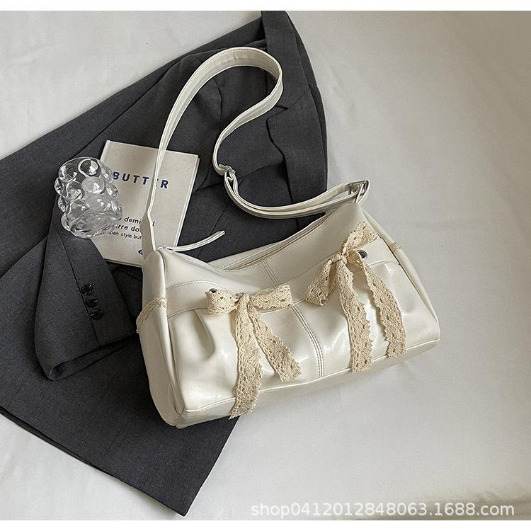 

Ретро большая сумка-тоут женская 2025 новая в иностранном стиле кружевная сумка-мессенджер с бантом модная повседневная сумка через плечо