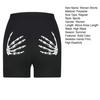 Women Shorts High Waist Butt-grabbing Skeleton Hands Print Thin Anti-exposure Slim Fit Soft Breathable Yoga Jogging Shorts Activewear